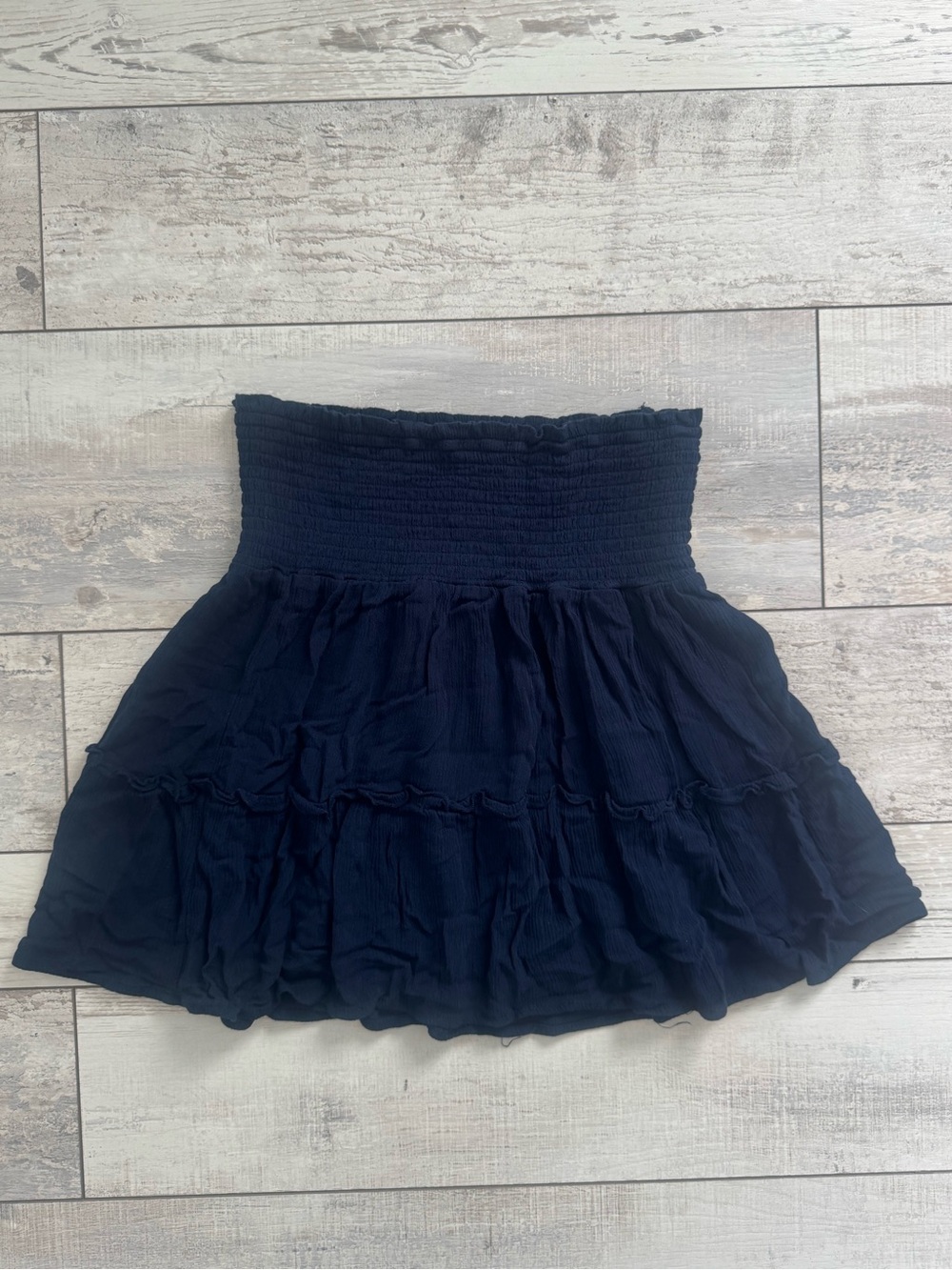 Hippie Rose Navy Smocked Tiered Mini Skirt